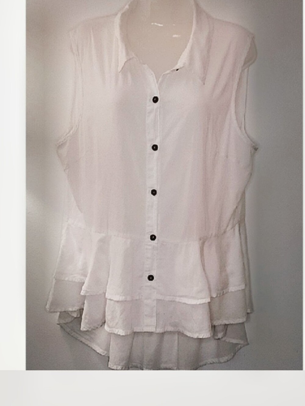 High Low Ruffle  Sleeveless Blouse